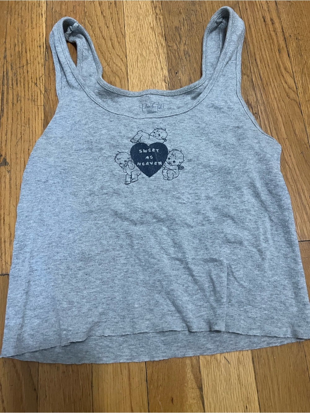 BRANDY MELVILLE Grey Graphic Tank Top "Sweet as Heaven"